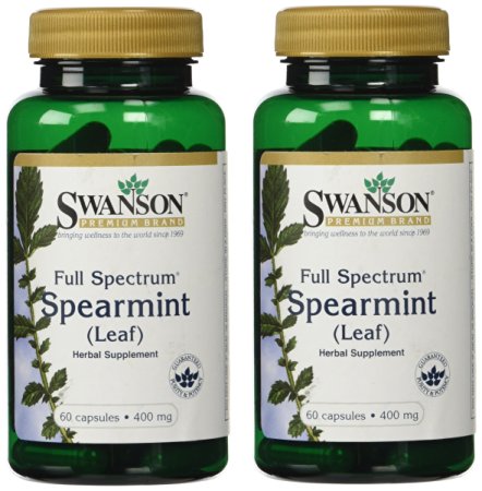 Swanson Premium Full Spectrum Spearmint Leaf 400mg -- 2 Bottles each of 60 Capsules