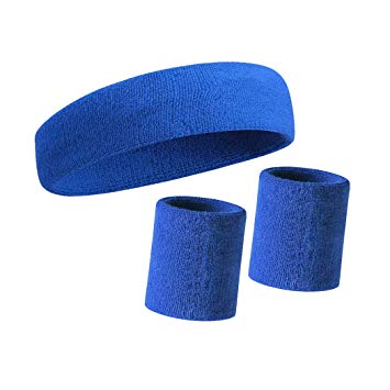 HOTER Thick Solid Color Sweatband Set (1 Headband   2 Wristbands)