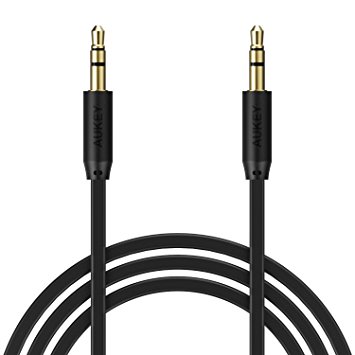 AUKEY Audio Cable, 3.5mm Premium Auxiliary Flat AUX Cable (4ft / 1.2m) for Headphones, iPods, iPhones, iPads, Home / Car Stereos and More