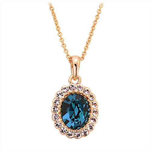Oval Shaped Swarovski Elements Crystal Pendant Necklace Fashion Jewelry for Women