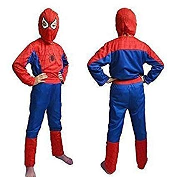TONY STARK Polyester Halloween Cosplay Mind Masala Spiderman Costume for Kids, 3-4 Years (Violet and Red)