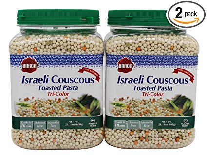 Baron's Kosher Israeli Couscous Toasted Pasta 21.16-ounce Jar - Pack of 2 - (Tri-Color Israeli Couscous)