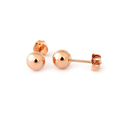 14k Yellow, Rose or White Gold Ball Stud Earrings - 2, 3, 4, 5, 6, 7, 8, 9, 10, 12mm