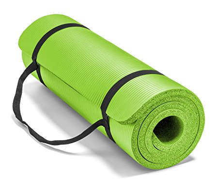 Spoga Premium 5/8-Inch Extra Thick 71-Inch Long High Density Exercise Yoga Mat with Comfort Foam and Carrying Straps, Lime Green