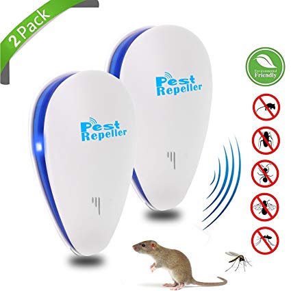 AFBEST [2018 UPGRADED] Ultrasonic Pest Repeller, Rats Control Plug in Pest Repellent with Night Light For Mouse, Bed Bugs, Mosquitoes, Roaches, Spiders, Flies, Ants, Fleas (2 Pack)