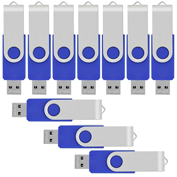 VICFUN 10 Pack 32GB USB Flash Drives Bulk 32GB Flash Drive 10 Pack USB Memory Stick 32GB USB2.0-Blue