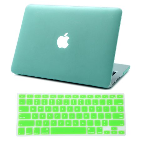 HDE MacBook Pro 13" Retina Case Hard Shell Cover Rubberized Soft Touch   Keyboard Skin - Fits Model A1425 / A1502 (No CD Drive) (Seafoam Green)