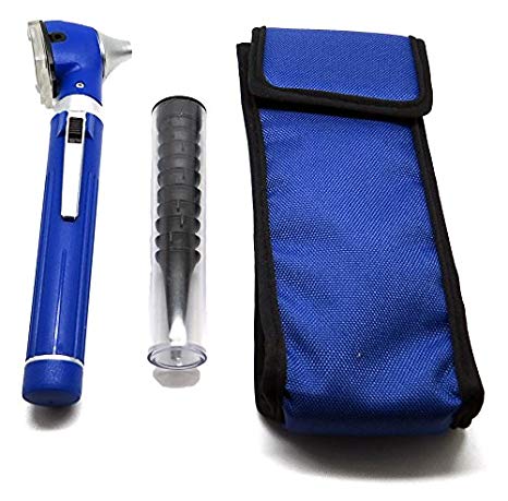 Blue Fiberoptic Mini Otoscope 10 Speculas Diagnostic Medical Examination ENT Instruments