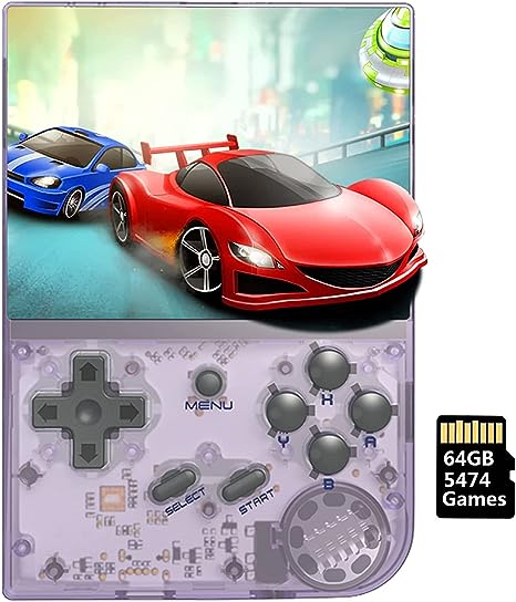 ANBERNIC RG35XX Handheld Game Console 64G, HDMI TV Output 3.5 Inch IPS Screen Linux System Built-in 5000  Games, Support 2.4G Wireless Gamepad (Purple)