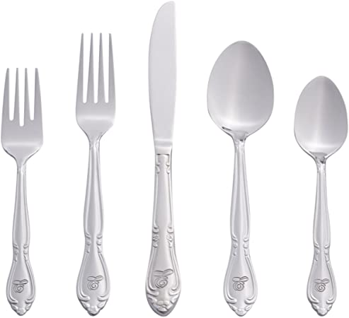 RiverRidge Home Rose Monogrammed Flatware Set, 46 Piece, E