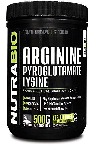 NutraBio L-Arginine Pyroglutamate Lysine - 500 G Powder