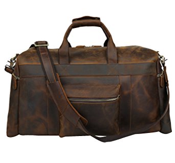 Polare 23'' Duffle Retro Thick Cowhide Leather Weekender Travel Duffel luggage Bag