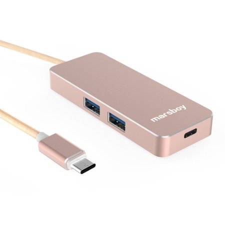 Marsboy Premium Aluminum 2 USB 30 Port Type C Hub Sync Data 5Gbps and Charge for New Macbook Only