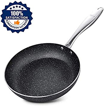 SKY LIGHT Frying Pan Induction 20cm, Stone-Derived Nonstick Coating omelette Pan, Stainless Steel Handle Skillets, Oven Safe, Granite/Gift Box Included