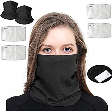 Face Mask Bandana with Safety Carbon Filters Multifunction Face Cover Scarf Headband.