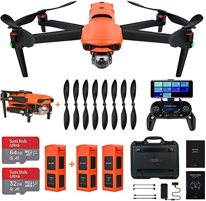 Autel Robotics EVO 2 Drone 8K Camera Foldable Drone Quadcopter Rugged Bundle (2021 Fly More Combo)