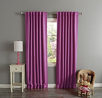 Best Home Fashion Thermal Insulated Blackout Curtains - Back Tab/ Rod Pocket - Violet - 52"W x 84"L -(Set of 2 Panels)