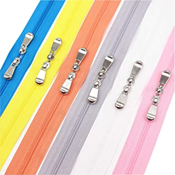 Meillia 6PCS 40 Inch #3 Double Slider Zippers Closed End Nylon Coil Zippers for Sewing, Crafts, Bags, Pillowcases, Bed Sacks, Decorating (40" 6 Colors)
