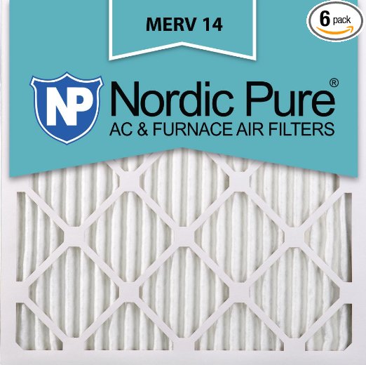 Nordic Pure 20x20x1M14-6 Pleated AC Furnace Air Filter, Box of 6