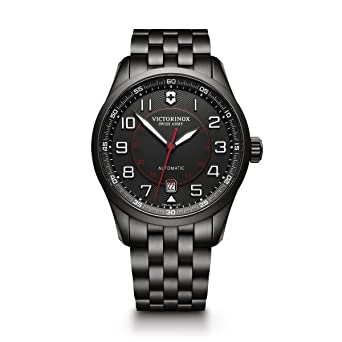 Victorinox Airboss Black Edition Automatic-self-Wind Aviator Watch with Stainless-Steel Strap, 21 (Model: 241740)