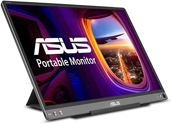 ASUS ZenScreen MB16ACE 15.6” Portable USB Type-C Monitor Full HD (1920 x 1080) IPS  Eye Care with Lite Smart Case External screen for laptop,Dark Gray