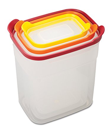 Joseph Joseph 81020 Nest Storage Tall Plastic Food Storage Containers Set with Lids Airtight Microwave Safe, 6-Piece