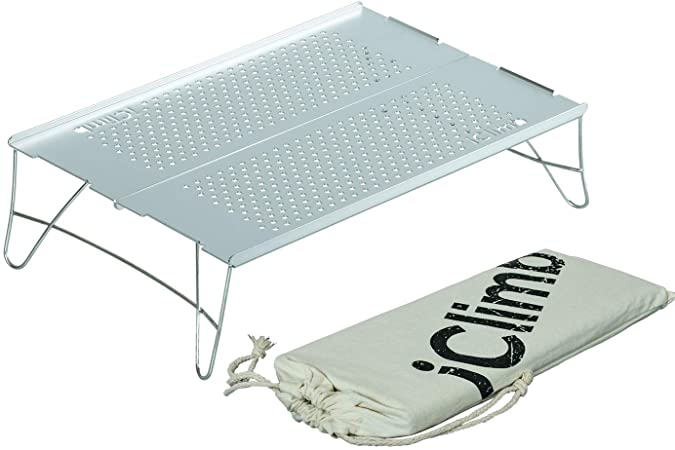 iClimb Mini Solo Folding Table Ultralight Compact for Backpacking Camping Hiking Beach Picnic (Silver - S)