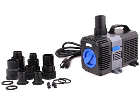 TMS® Adjustable Submersible Inline Fish Tank Fountain Aquarium Waterfall Koi Filter 1375 GPH Pond Pump