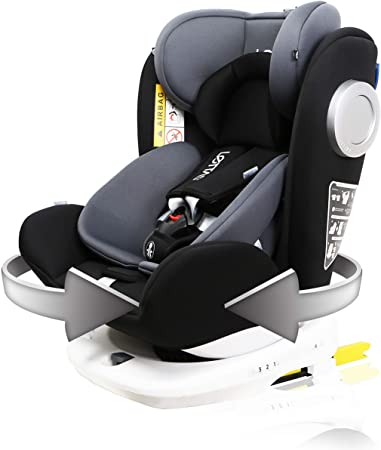 LETTAS Baby Car Seat for Child Group 0 /1/2/3 (0-36 kg/0-12 Year) ISOFIX  Top Tether Rotation 360° (Black)