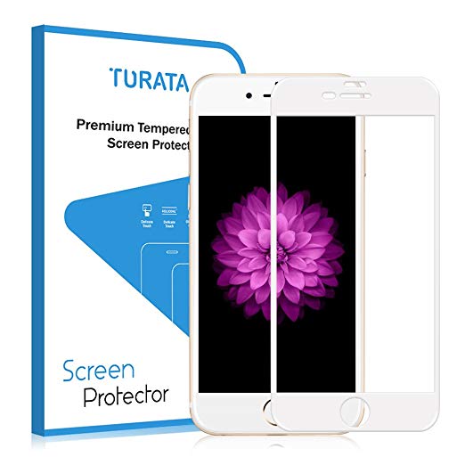 iPhone 7 Plus Screen Protector,TURATA 3D Full Coverage Screen Cover 9H HardnessTempered Glass Screen for iPhone 7 Plus/6 Plus 5.5 inch (White)