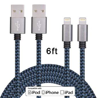 Cozify(TM) 2Pack 6FT Durable Nylon Braided Lightning Cables Syncing and Charging Cord with Aluminum Connector for iPhone 6s plus, 6s, 6 plus, 6, 5s, 5c, 5, iPad Air, iPad Mini, iPod