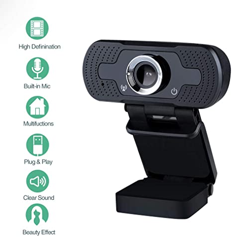 Innoo Tech 1080P HD Webcam with Microphon, Streaming Computer Web Camera for Desktop/Laptop/PC, Plug and Play USB Webcam for Live Broadcast Video Meeting (Black)