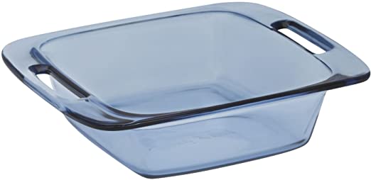 Pyrex Easy Grab 8-Inch Square Baking Dish, Atlantic Blue Glass