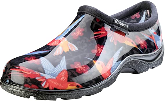Sloggers Women's Waterproof Rain Garden Shoe Comfort Insole, Hummingbirds Red, Size 9, Style 5117HUMRD09