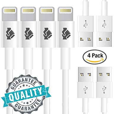 Trusted Cables (4 Pack) [Apple MFi Certified] Newest iPhone Cord Lightning Cable Charging Connector - Fast Syncing Speeds, iPhone 5/6/7/8/X and iPad(Compatible with Latest iOS)(4 x 1m/3ft Cord)