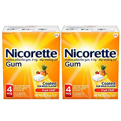 Nicorette Nicotine Gum to Stop Smoking, 4 mg, Fruit Chill, 160 Count (Pack of 2)
