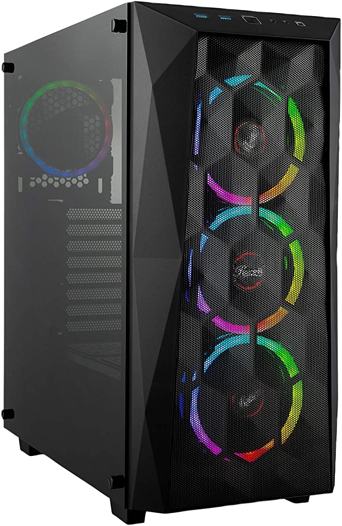 Rosewill ATX Mid Tower Gaming PC Computer Case with Tempered Glass/Steel/Mesh, Includes 4 x 120mm RGB LED Fans with 10 Modes, 240mm AIO Liquid Cooler and 330mm VGA Support - Spectra X