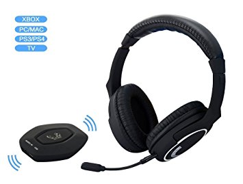 Winkeyes 2.4GHz Wireless Gaming Headset Headphone for PS4/ PS3 /Xbox 360/ WII/ PC/MAC/TV, Plug-in Mic Transmitter, Noice Cancelation, with Detachable Microphone