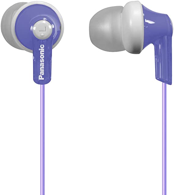 Panasonic ErgoFit In-Ear Earbud Headphones RP-HJE120-V (Purple) Dynamic Crystal Clear Sound, Ergonomic Comfort-Fit,Violet