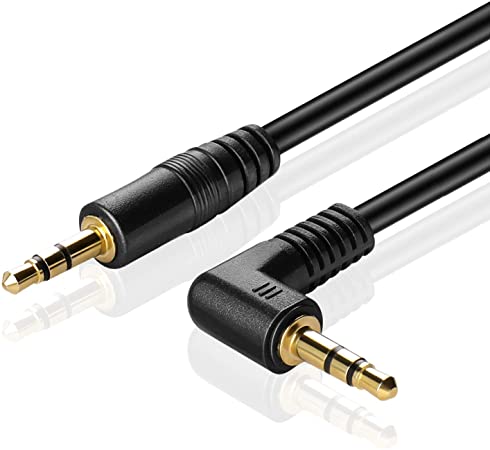 TNP Audio Cable 3.5mm Right Angle (3FT) Male to Male Gold Plated AUX Auxiliary Headset Jack Adapter TRS Cord for Bose Sony Headphones Cord Replacement iPhone iPod iPad Computer Portable Speaker Car