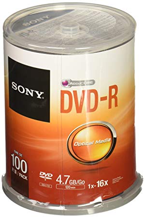 Sony DVD-R 16x Recordable DVD 4.7GB - 100 Disc Spindle (Discontinued by Manufacturer)