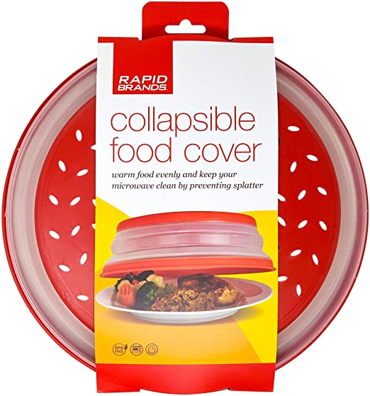 Rapid Brands Collapsible Microwave Splatter Cover | Vented Reusable Food Cover | Home, Dorm, Office, Apartment Essentials | Dishwasher-Safe, Microwaveable, BPA-Free Microwave Cover