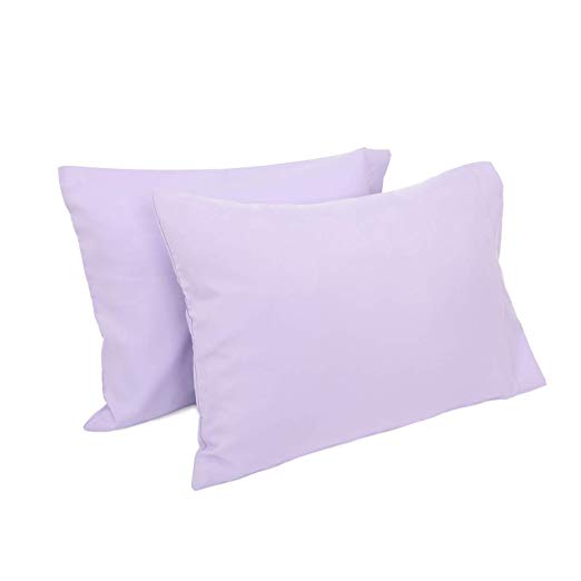 TILLYOU Toddler Travel Pillowcases Set of 2, 14x20- Fits Pillows Sized 12x16, 13x18 or 14x19, 100% Silky Soft Microfiber, Envelope Closure Machine Washable Kids Pillow Cases, Lilac