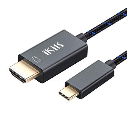USB C to HDMI Cable(4K/60Hz), iKits 6 feet Type C (Thunderbolt 3 Compatible) Male to HDMI Male Cable Compatible with Dell XPS 13/15, MacBook Pro,iMac,Google ChromeBook Pixel, Galaxy S9 and More
