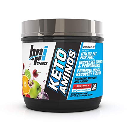 BPI Sports Keto Aminos – 7g Essential Amino Acid Powder – BHB Salts, MCTs – Burn Fat for Fuel, Muscle Growth, Recovery, Strength – Men & Women – Fruit Punch – 30 Servings – 1.32 lbs