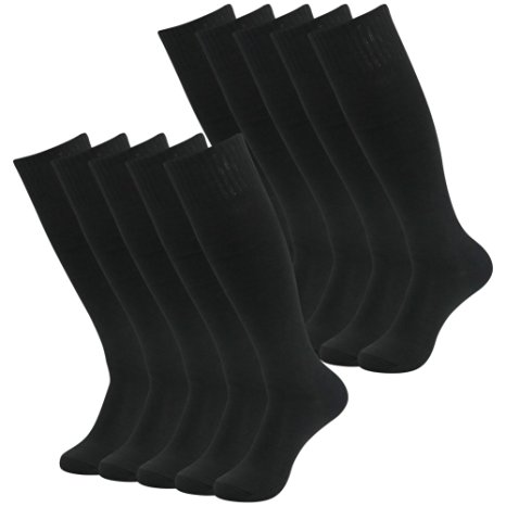3street Unisex Knee High Solid Sport Tube Compression Soccer Socks 2/6/10 Pairs