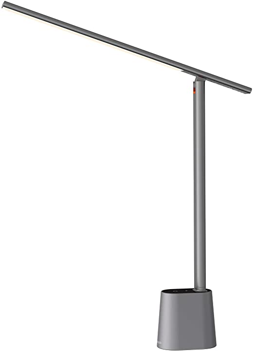 Baseus LED Desk Lamp, Auto-Dimming Table Lamp, Eye-Caring Smart Lamp, Touch Control, 47" Wide Illumination, 250 Lumens, 5W, 3 Color Modes, for Home Office, Living Room, Bedroom, Painting, Grey