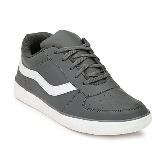 Levanse Men's Casual Leather Sneaker Shoes (Black, White, Grey)