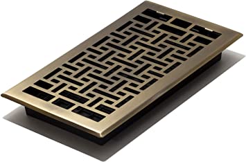 Decor Grates AJH612-A Oriental Floor Register, 6-Inch by 12-Inch, Antique Brass