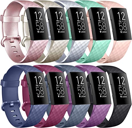 Vancle Bands Compatible with Fitbit Charge 4 / Charge 3 / Charge 3 SE Bands, Classic Soft Replacement Wristband Sport Strap for Fitbit Charge 4 and Charge 3 Charge 3 SE Fitness Activity Tracker Women Men Small Large